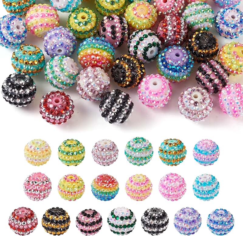 38Pcs 20mm Round Rhinestone Beads for Jewelry and Crafts