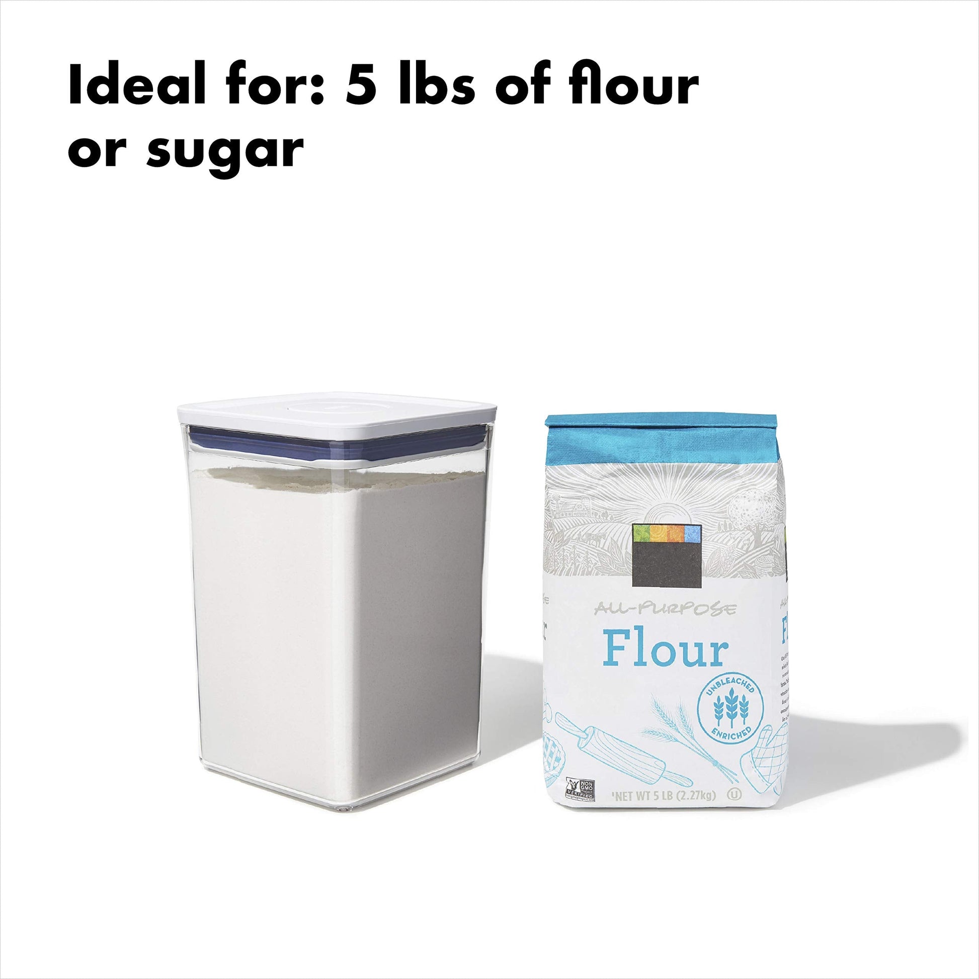 Good Grips POP Container  Airtight 4.4 Qt for Flour and More Food Storage, Square, Clear