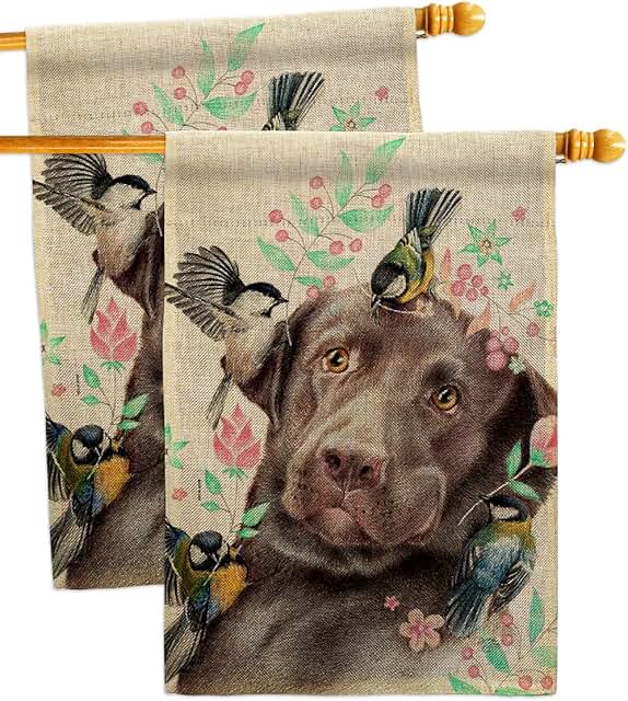 Swallow and Lab Dog Garden Flags, 2 Pack