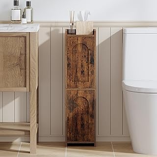 Corner bathroom storage cabinet with 2 doors and adjustable shelf
