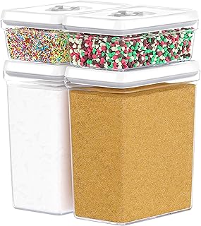 Large Clear Airtight Food Storage Containers, 4 Pieces