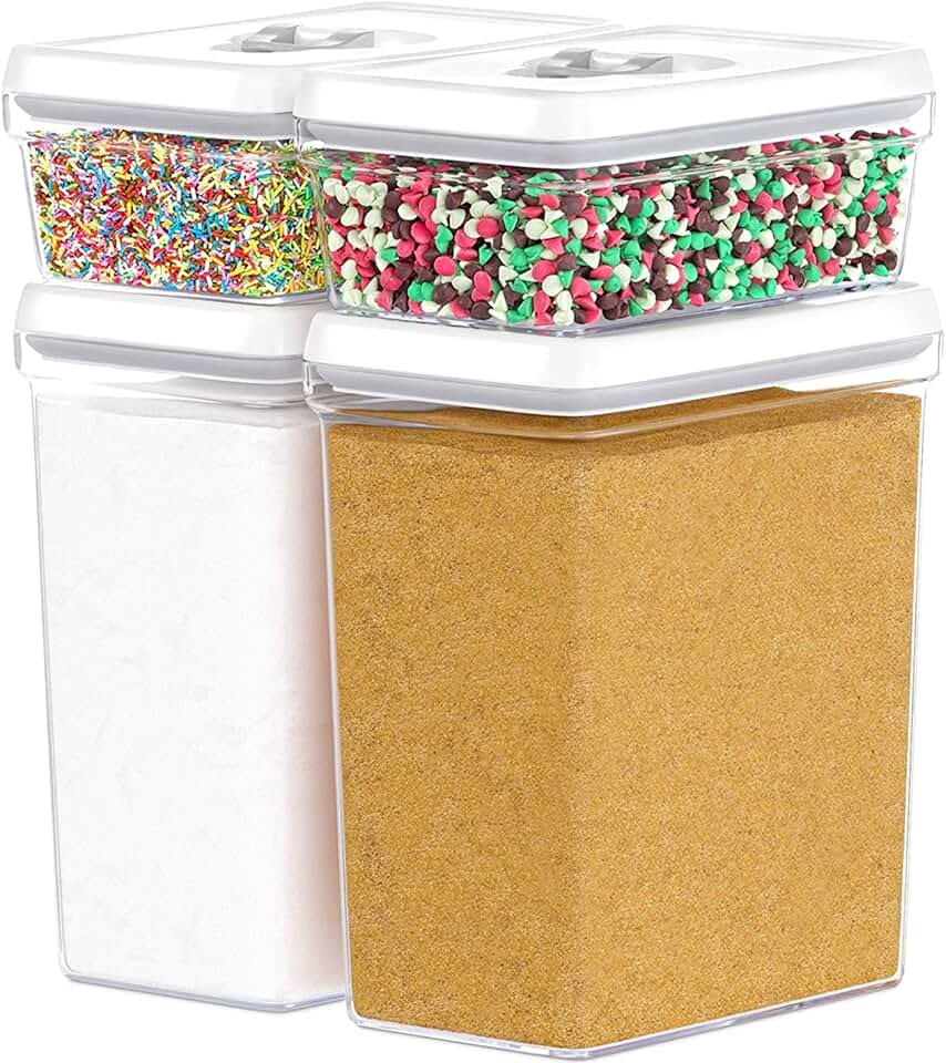 Large Clear Airtight Food Storage Containers, 4 Pieces