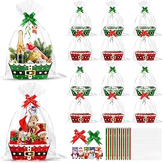 12 Pack Empty Christmas Gift Baskets with Handles