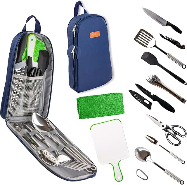 12-Piece Camping Cooking Utensil Set with Carry Case