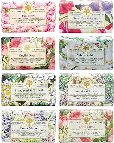 Assorted Floral Scented Natural Soap Bars, Pack of 8