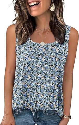 Women's Loose Fit Summer Scoop Neck Sleeveless Tank Top