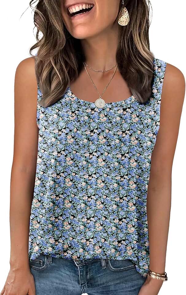 Women's Loose Fit Summer Scoop Neck Sleeveless Tank Top