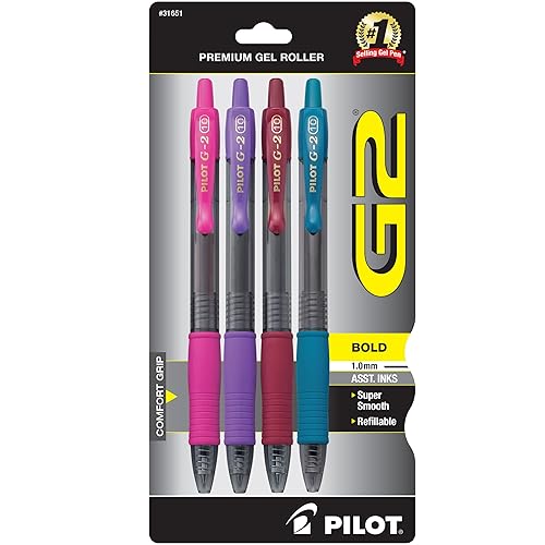 Assorted 1.0mm Gel Pens, 4-Pack for School and Office