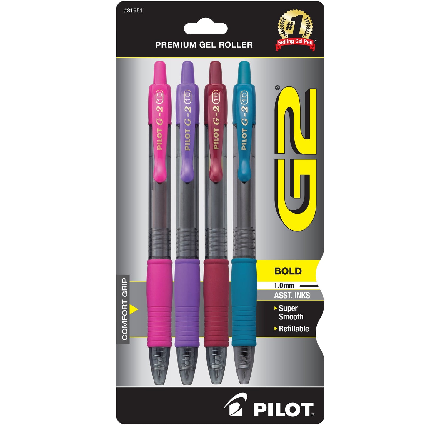 Assorted 1.0mm Gel Pens, 4-Pack for School and Office
