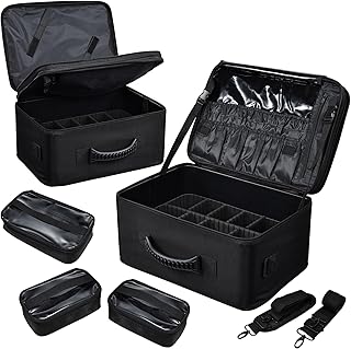 Large Makeup Bag with Organizer and Adjustable Dividers