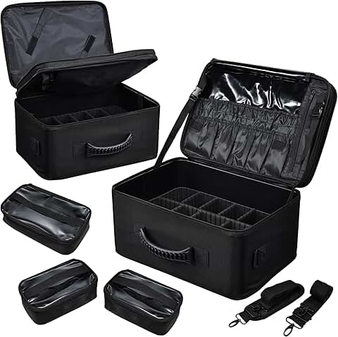 Large Makeup Bag with Organizer and Adjustable Dividers