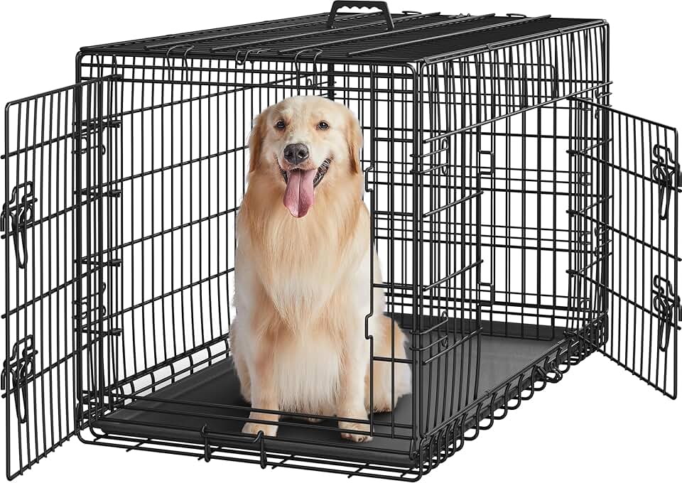 42-Inch Double Door Metal Dog Crate with Divider