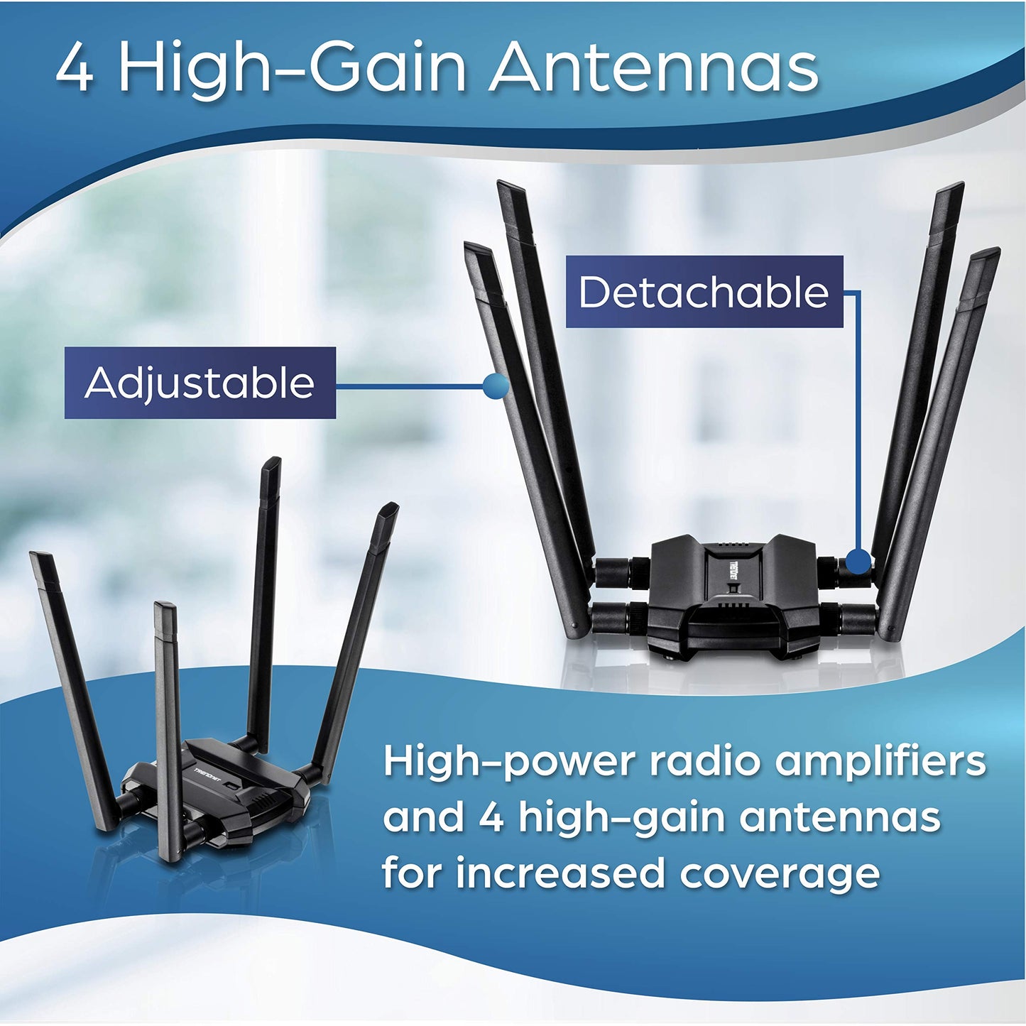 AC1900 High Power Dual Band Wireless USB Adapter, Increase-Extend WiFi Wireless Coverage, Stream 4K HD Video, Windows-Mac OS Compatible, USB 3.0 to USB Type A, Black, TEW-809UB