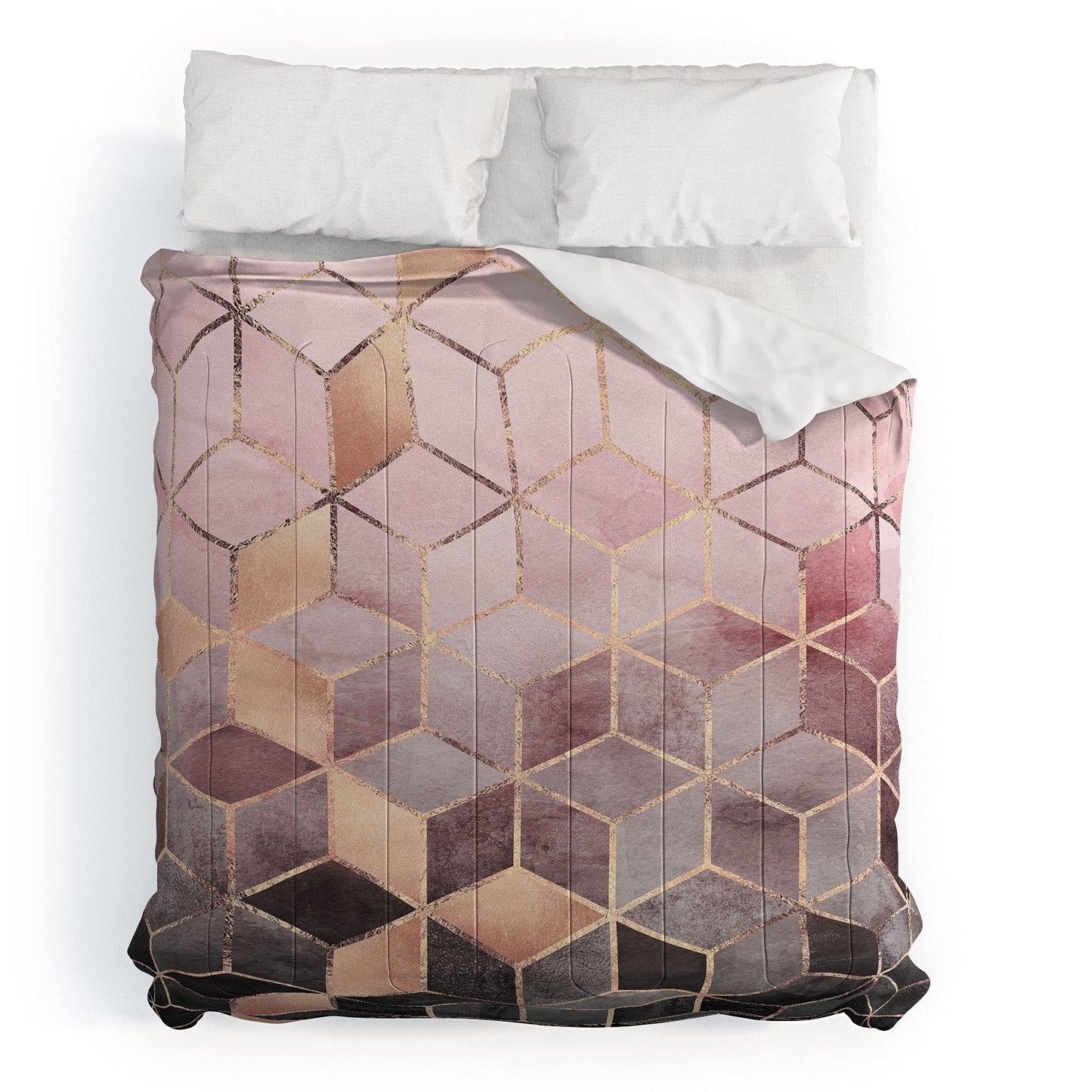 2021 Cotton Comforter, King, Elisabeth Fredriksson Pink Grey Gradient Cubes 2