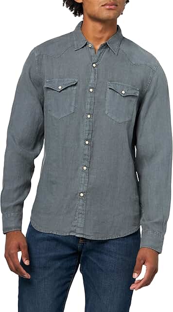 Men's Long Sleeve Linen Western Shirt