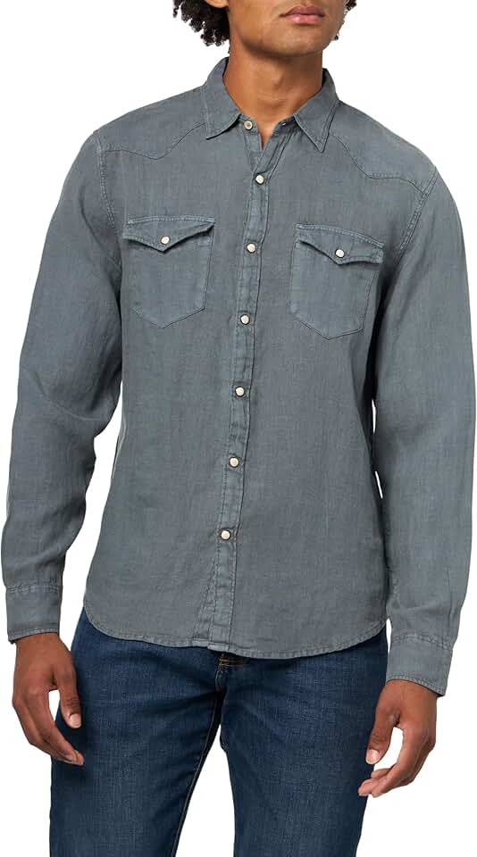 Men's Long Sleeve Linen Western Shirt