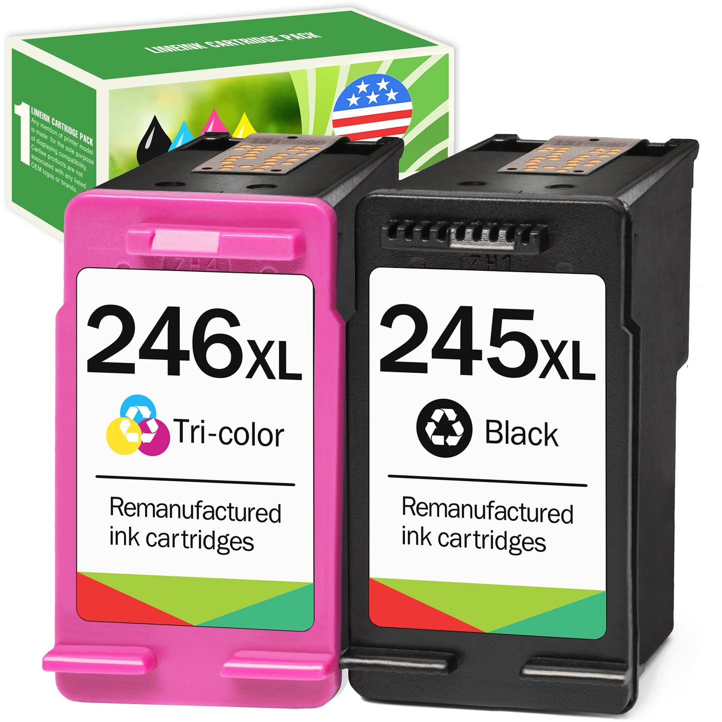 Remanufactured Ink Cartridges Replacement for Canon Ink Cartridges 245 and 246 245xl 246xl for Canon Pixma MG2522 Ink mx490 Printer Ink for Canon 245 246 XL ts3322 243 and 244 PG 245 Ink 2 Pk