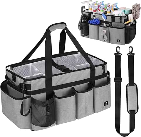 Large Cleaning Caddy Bag with Support Board and Divider