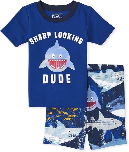 Baby Boy Cotton Pajama Set with Top and Shorts