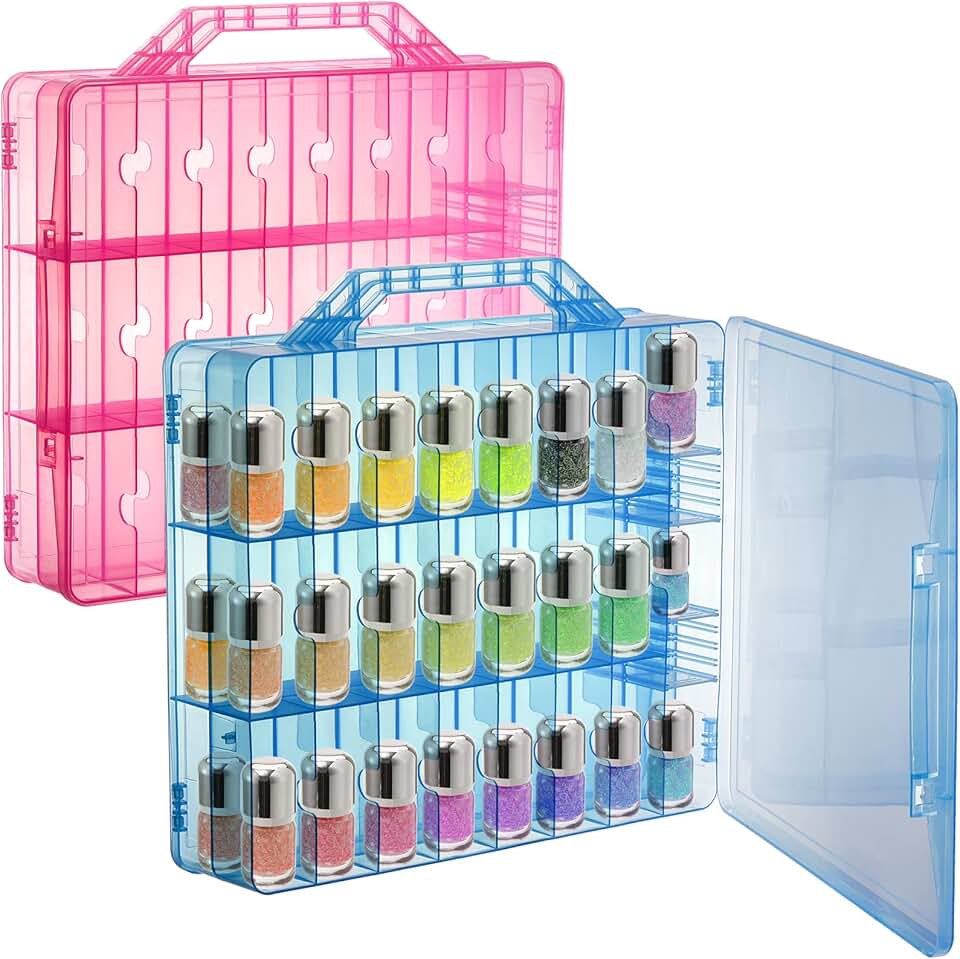 Double-Side Nail Polish Organizer with Adjustable Dividers