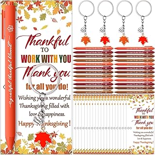 Set of 24 Fall Thanksgiving Appreciation Pens with Maple Leaf Keychains