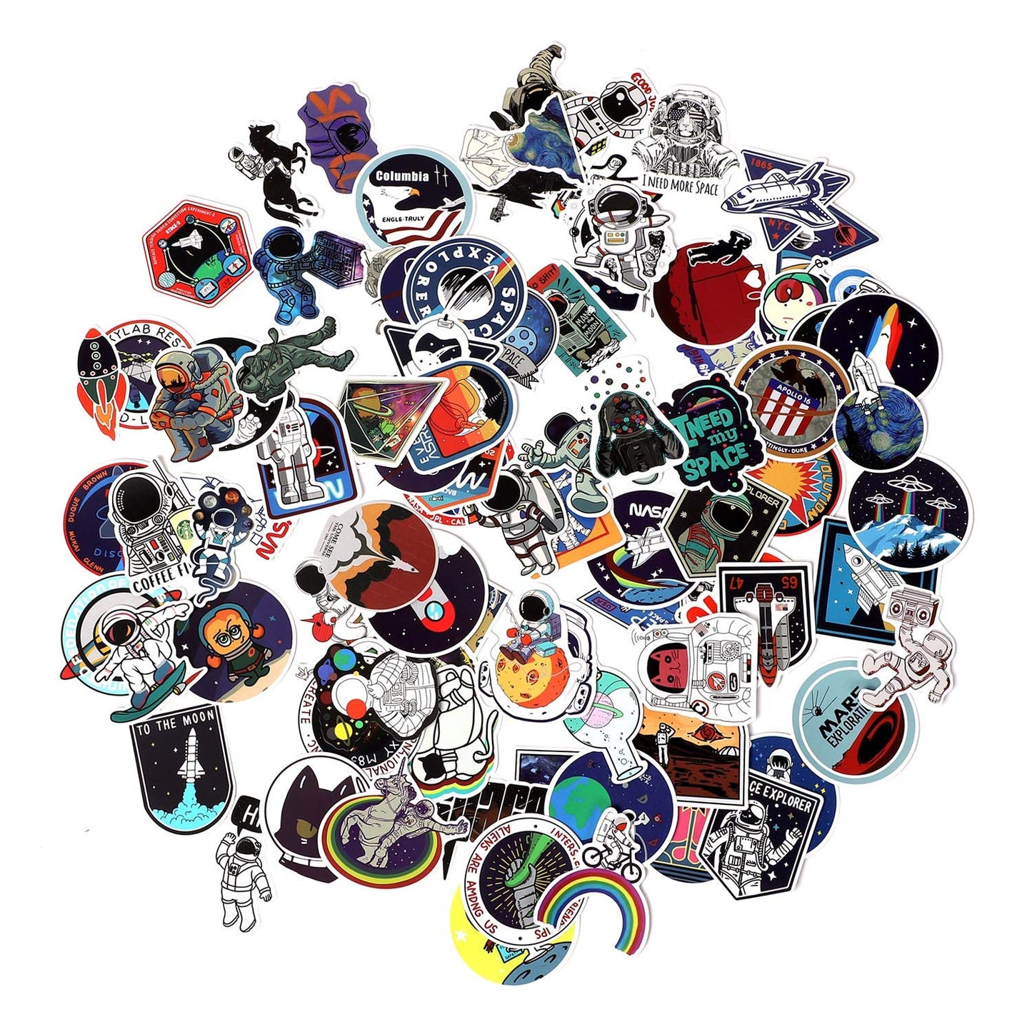 100pcs Space Stickers for Water Bottle Laptop ,Waterproof Vinyl NASA Stickers Pack, Space Theme Gifts for Adults Teens Boys Stickers for Ipad MacBook Skateboard Decals