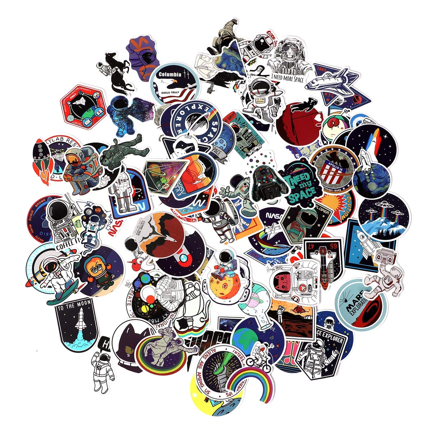 100pcs Space Stickers for Water Bottle Laptop ,Waterproof Vinyl NASA Stickers Pack, Space Theme Gifts for Adults Teens Boys Stickers for Ipad MacBook Skateboard Decals