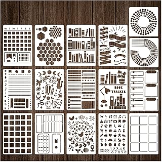 Set of 16 journal stencils for doodling and decorating