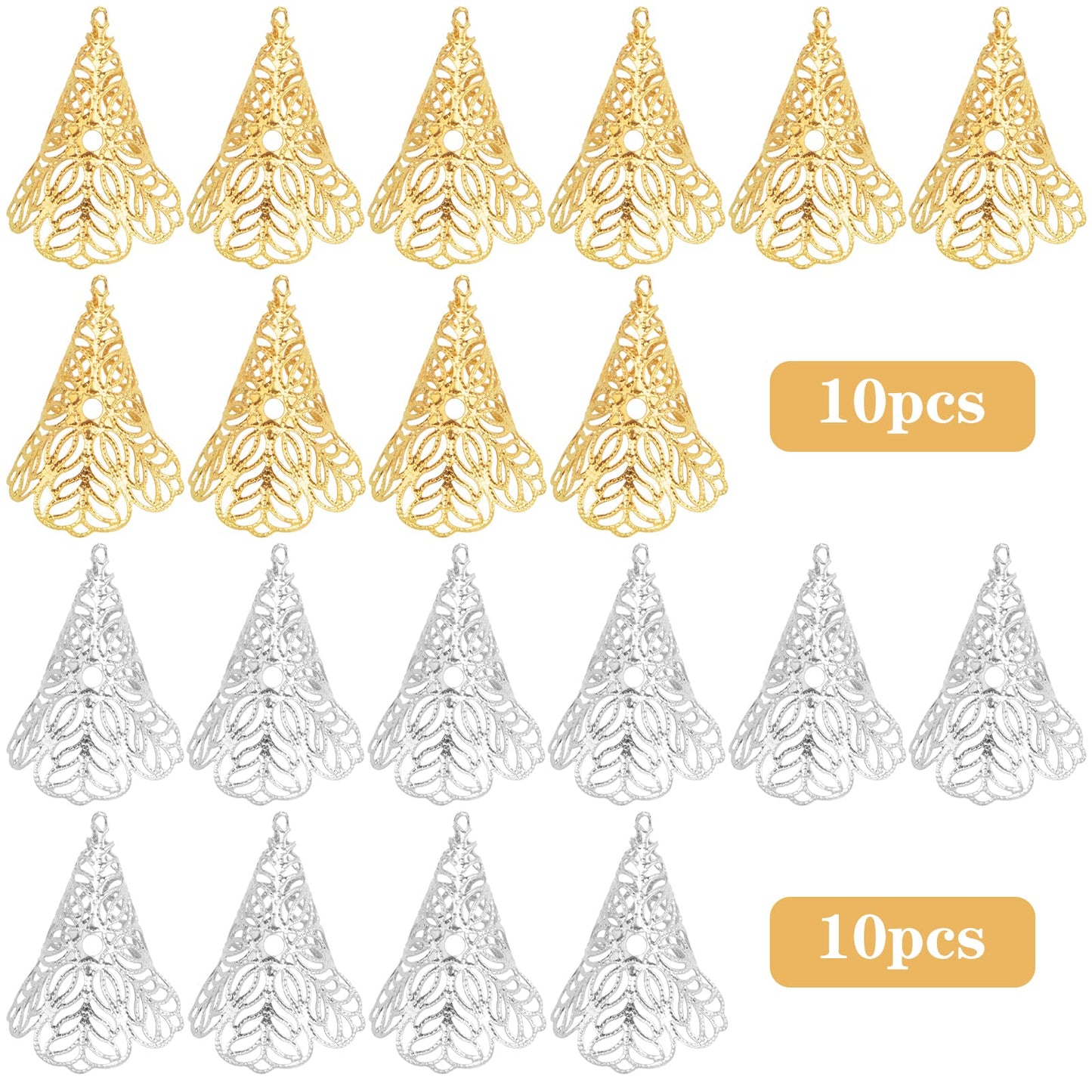 20 Pieces Long Flower Bead Caps for Jewelry Making