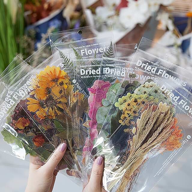 Transparent waterproof sticker set with vintage plants and flowers