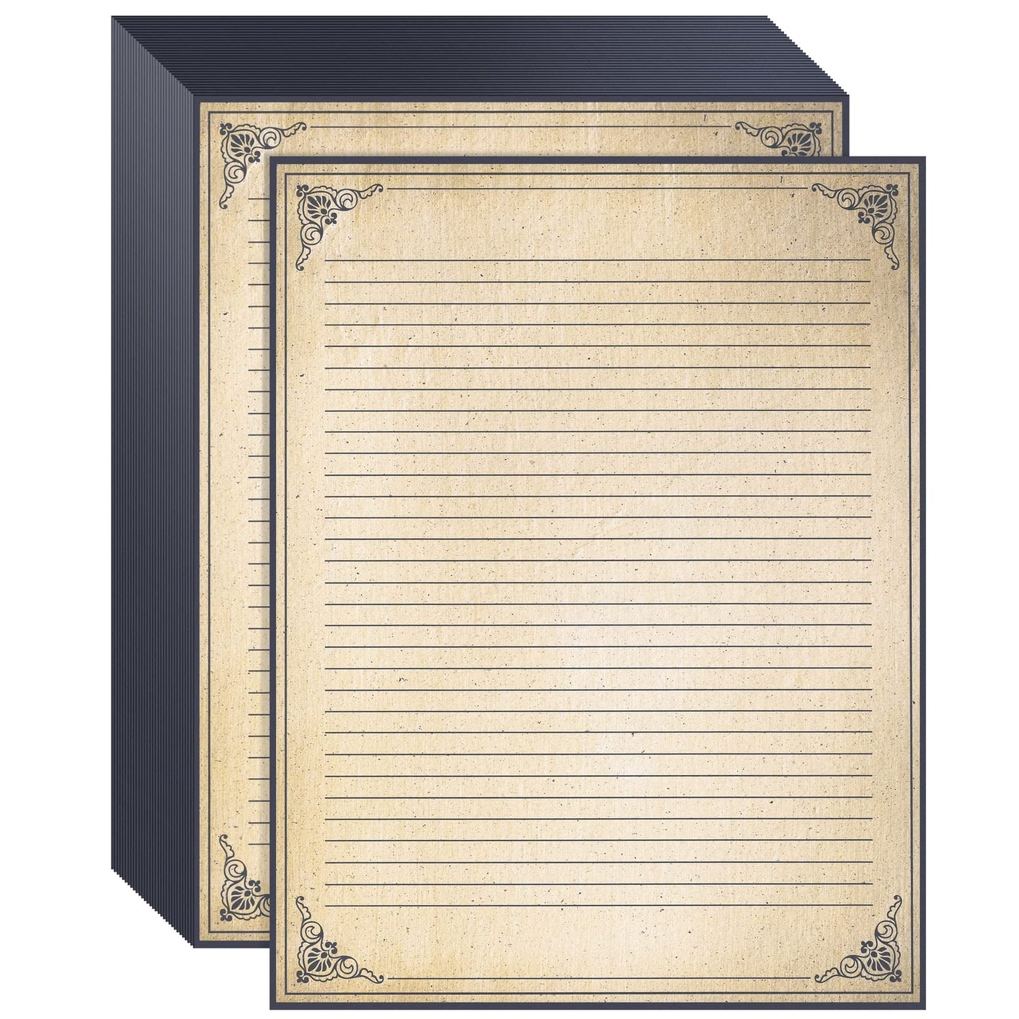 Vintage lined paper, 8.5 x 11 inches, 48 sheets