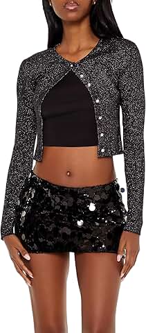 Women's Glitter Faux Pearl Cardigan