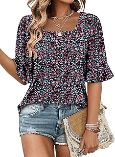 Women's Summer Casual Ruffle Sleeve Blouse