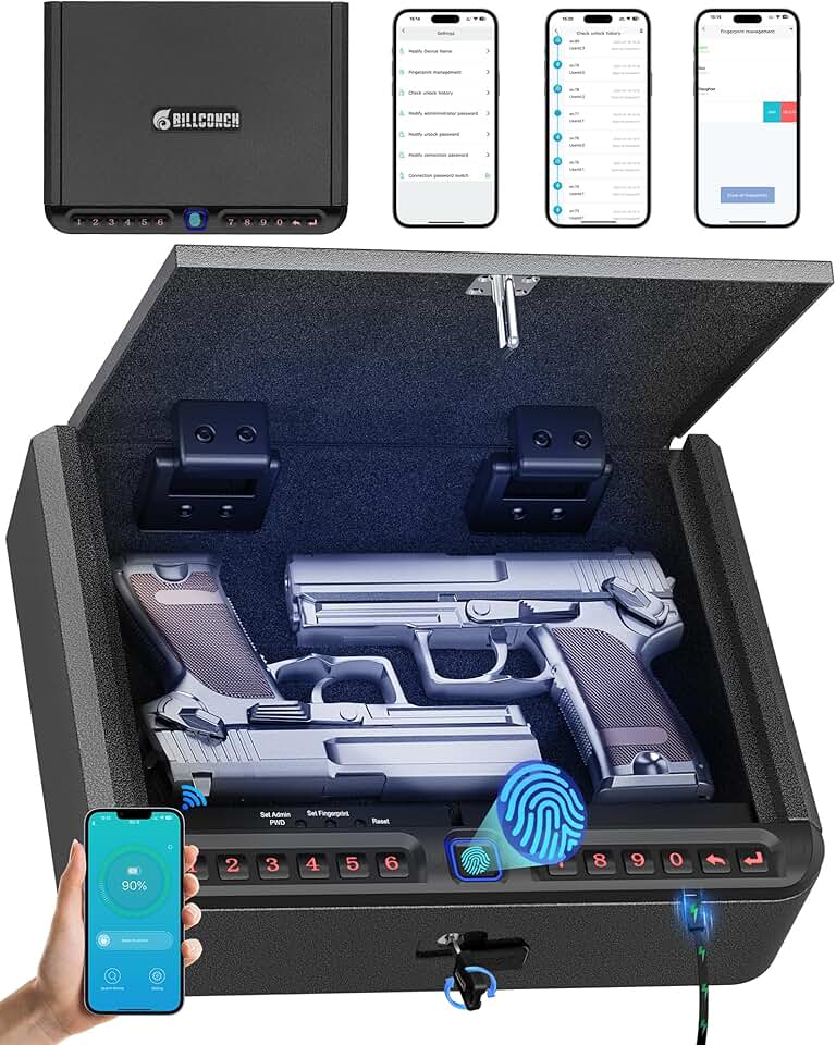 Biometric Gun Safe with 4-Method Quick Access