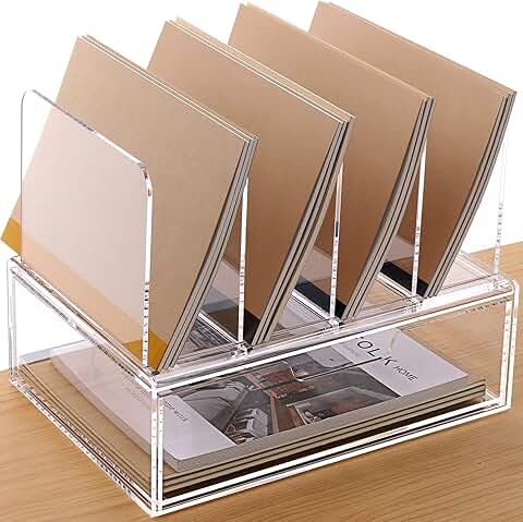 Clear acrylic desk organizer with drawer