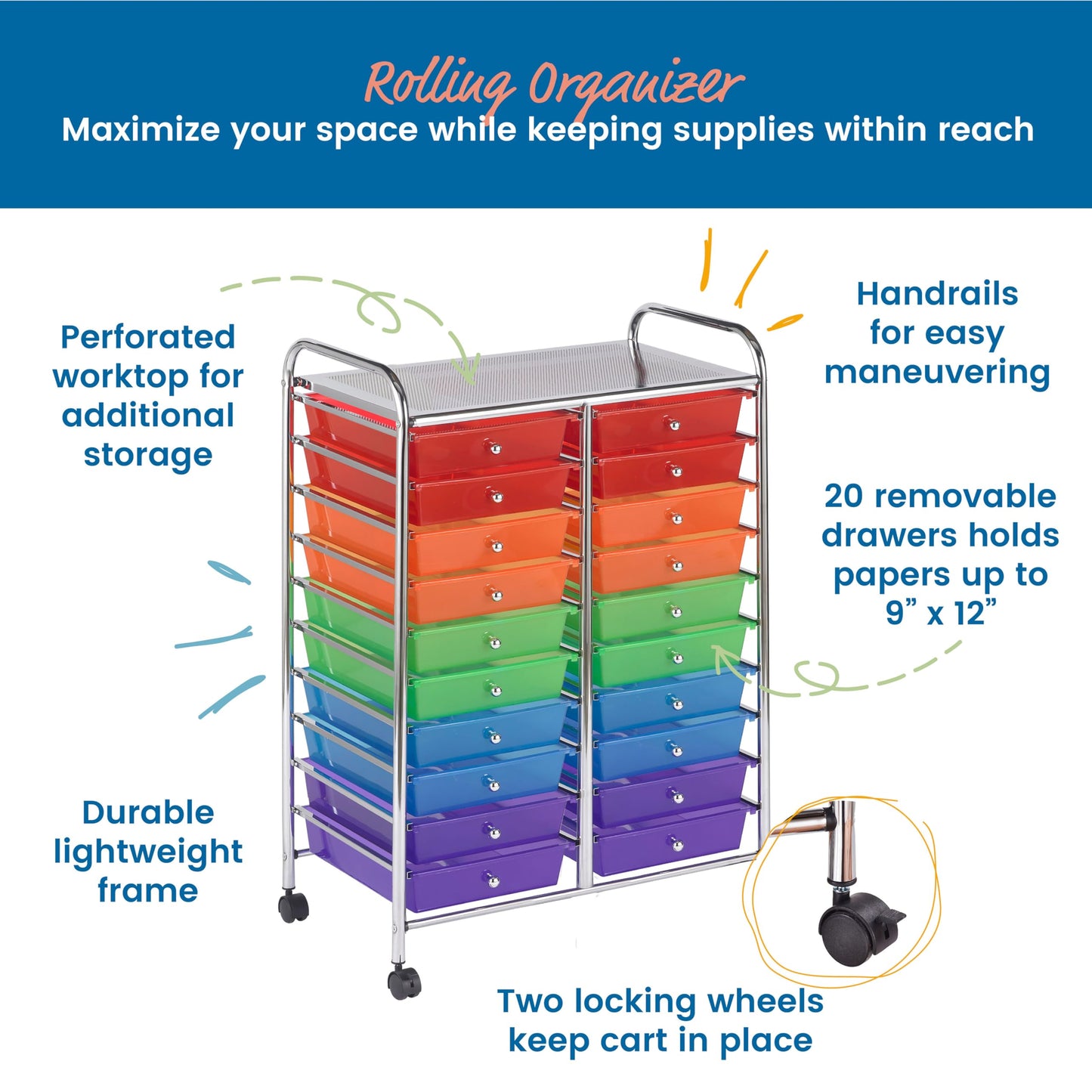 20-Drawer Mobile Storage Cart