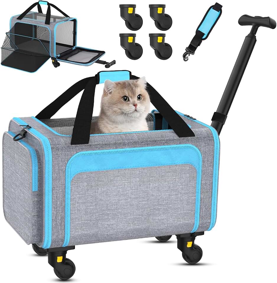 Pet Carrier with Detachable Wheels for Small Dogs and Cats