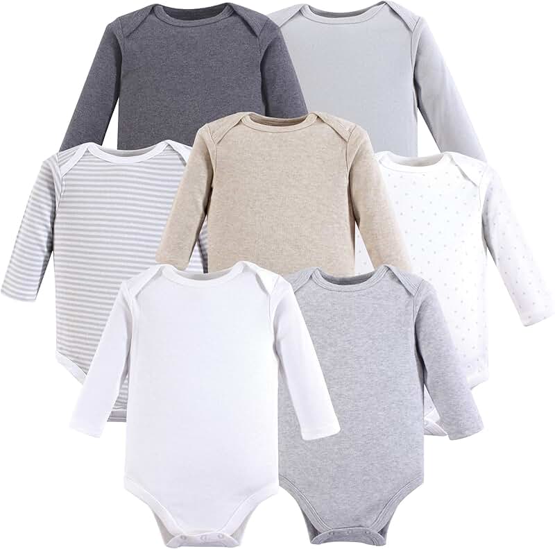 7-pack unisex cotton baby long-sleeve bodysuits