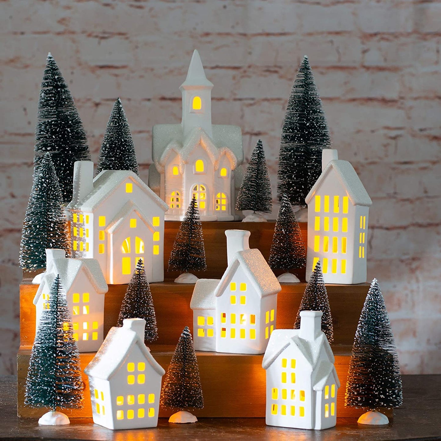 Winter Village LED Tea Light 31 Piece Porcelain Tabletop Figurine Boxed Set