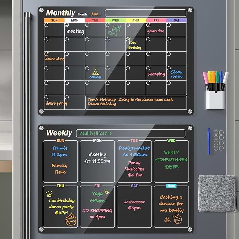 Acrylic Magnetic Dry Erase Board Set with Markers