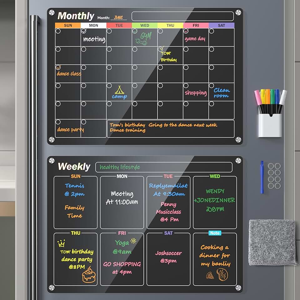 Acrylic Magnetic Dry Erase Board Set with Markers