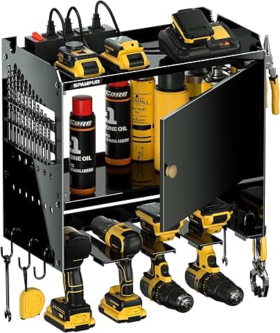 Power Tool Organizer with Charging Station and Shelves