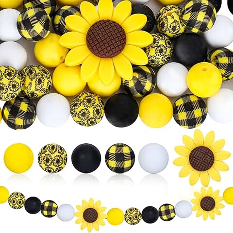 102-Piece Sunflower Silicone Bead Set for Crafts and Decor