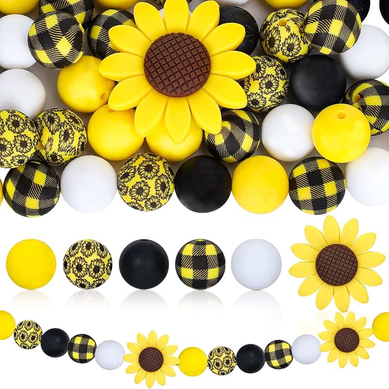 102-Piece Sunflower Silicone Bead Set for Crafts and Decor