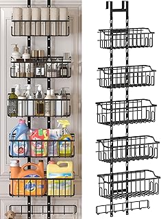 Adjustable Over-the-Door Laundry Organizer with Baskets and Hooks