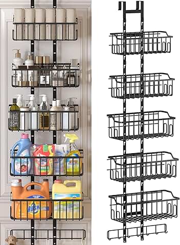 Adjustable Over-the-Door Laundry Organizer with Baskets and Hooks