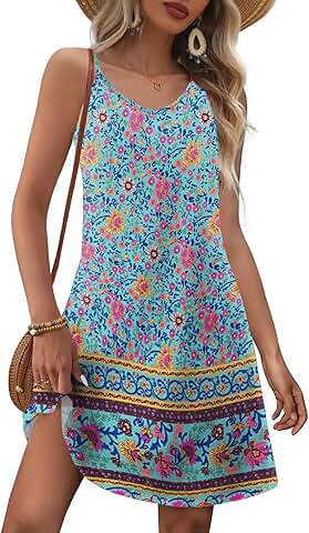 Women's Summer Sleeveless V-Neck Mini Dress with Pockets