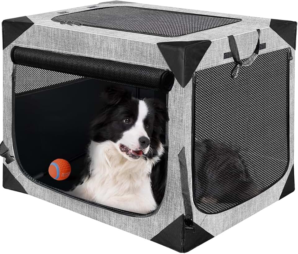 Large Collapsible Soft Dog Travel Crate for Indoor and Outdoor Use