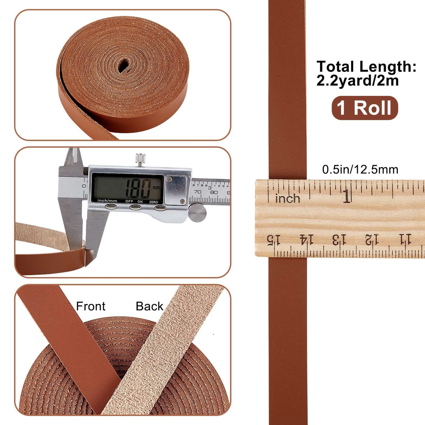 Leather Cord 79" x 1/2" Matte Brown