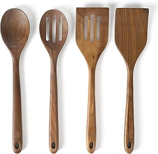 4-Piece Wooden Kitchen Utensil Set in Walnut